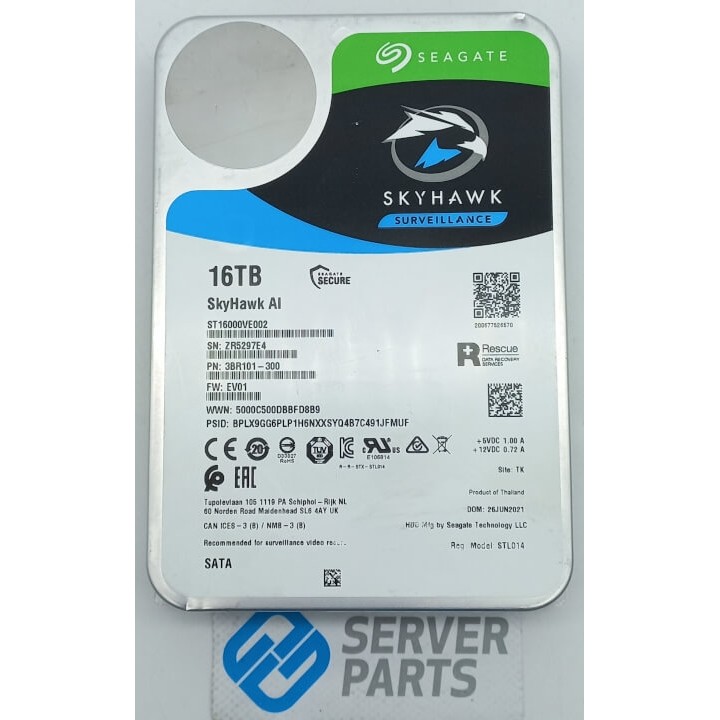 B- Seagate Skyhawk AI 16TB 7.2K SATA 6G 3.5" ST16000VE002