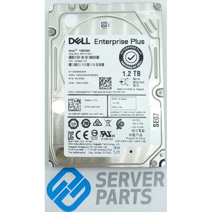 Dell 1.2TB 10K SAS 12G 2.5" MFK2F utan vagga