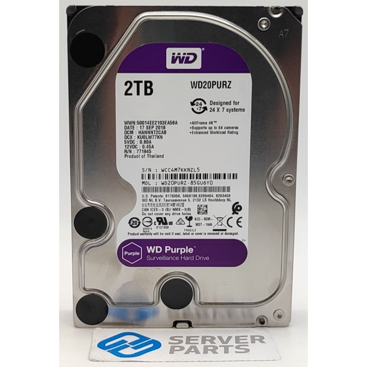 WD Purple 2TB 5.4K SATA 6G 3.5" WD20PURZ