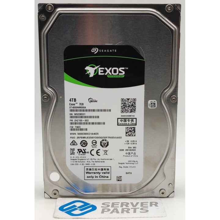 Seagate Exos 7E8 4TB 7.2K SATA 6G 3.5" ST4000NM000A