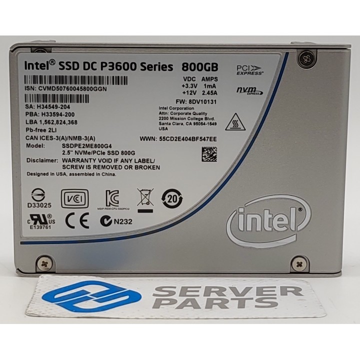 Intel DC-P3600 800GB U.2 NVMe 2.5" SSDPE2ME800G4