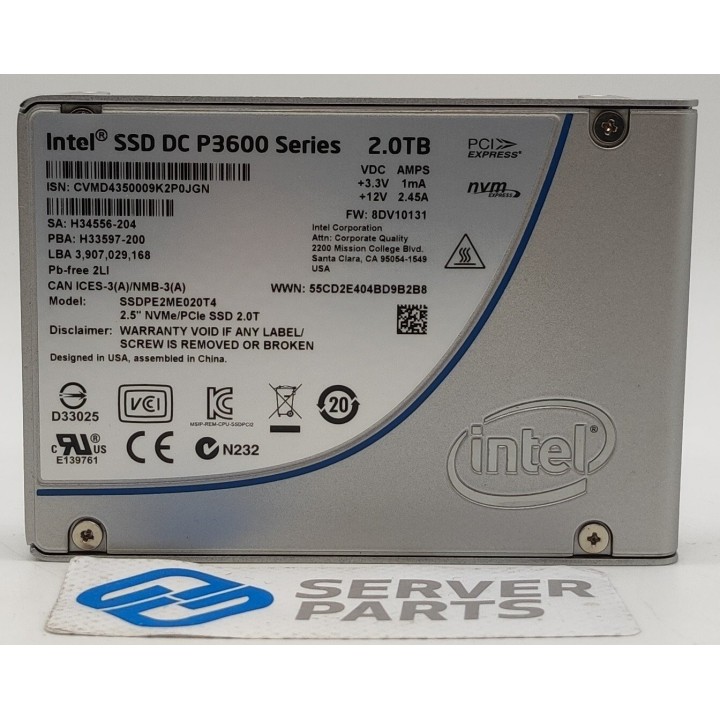 Intel DC-P3600 2TB U.2 NVMe 2.5" SSDPE2ME020T4