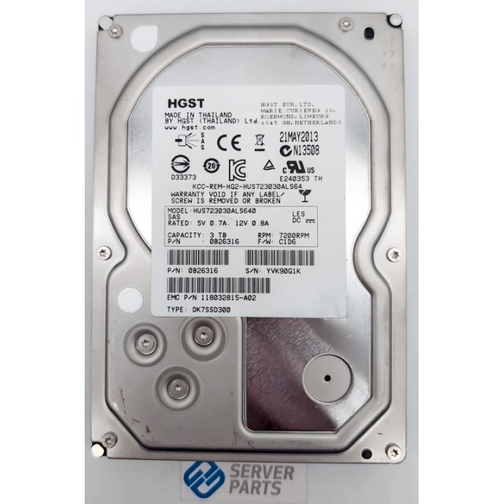 HGST 3TB 7.2K SAS 6G 3.5" HUS723030ALS640
