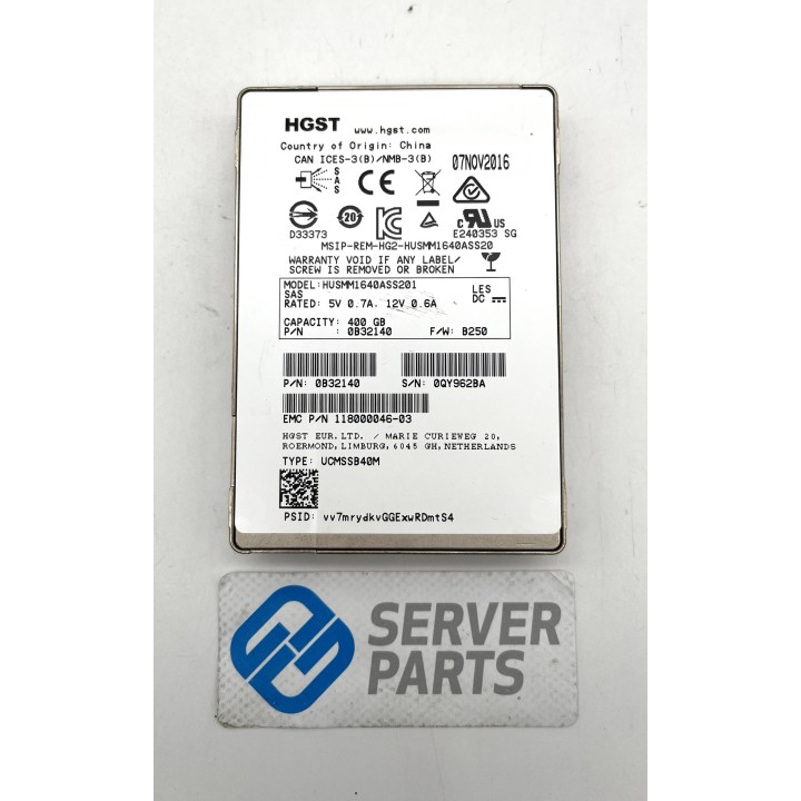 HGST 400GB SSD SAS 12G 2.5" HUSMM1640ASS201