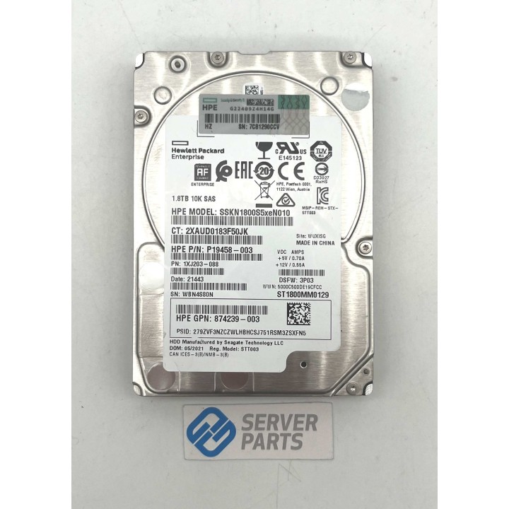HPE 1.8TB 10K SAS 12G 2.5" P19458-003 utan vagga