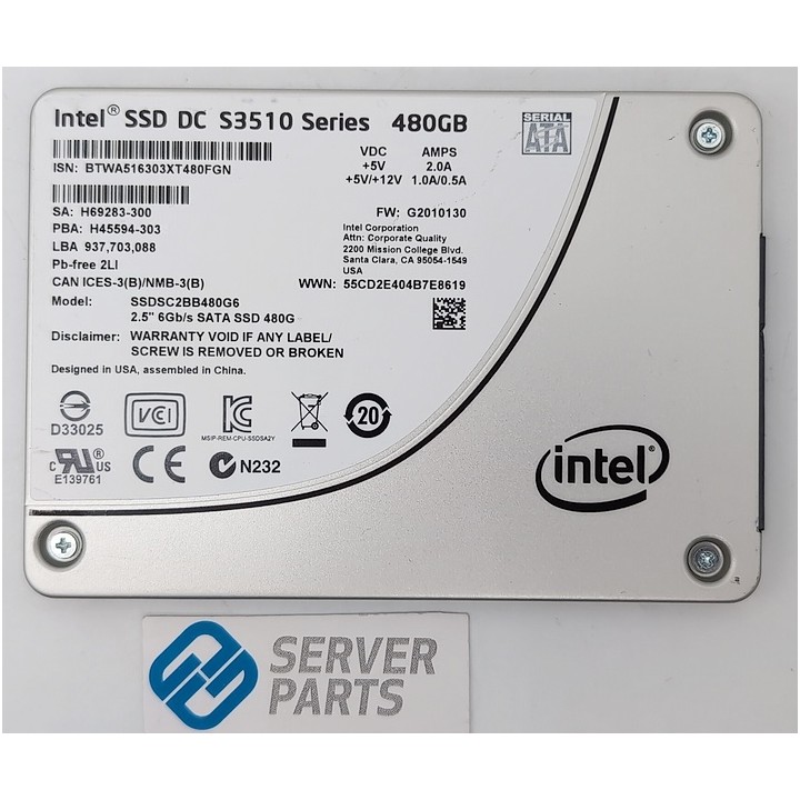 Intel 480GB SSD SATA 6G 2.5 DC S3510 SSDSC2BB480G6