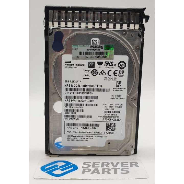 HP 2TB 7.2K SATA 6G Gen9 2.5" 765869-001 