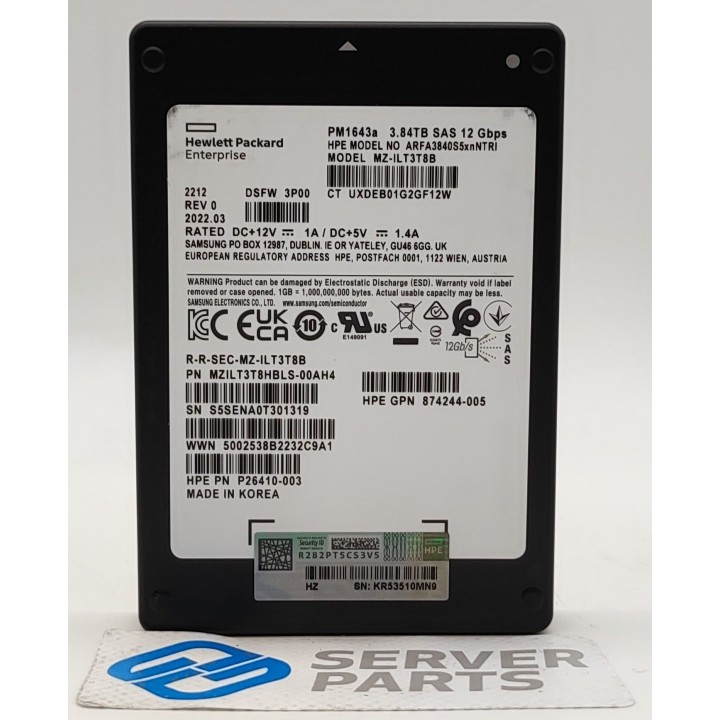 HPE 3.84TB SSD SAS 12G 2.5" P26410-003 utan vagga