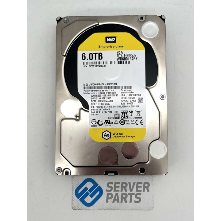 WD Ae Datacenter 6TB 7.2K SATA 6G 3.5" WD6001F4PZ