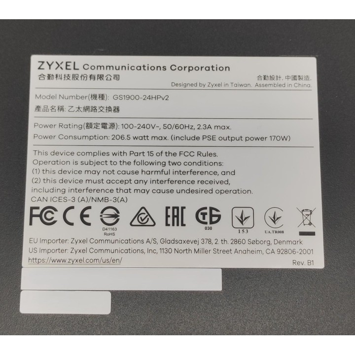 Zyxel 24-port GbE PoE Switch 170W GS1900-24HPv2