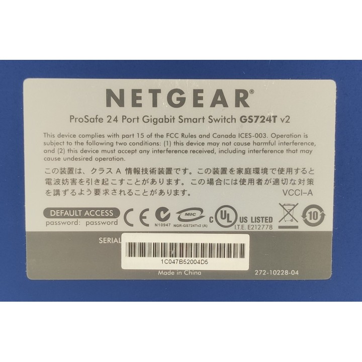 Netgear ProSafe 24-port GbE Smart Switch GS724Tv2