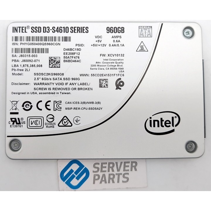 Intel D3-S4610 960GB SSD SATA 6G 2.5" SSDSC2KG960GG8