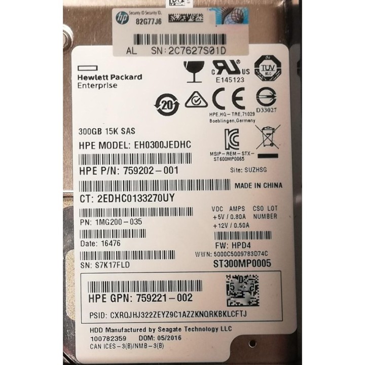 HP 300GB 15K SAS 6G LFF Gen8 737298-001