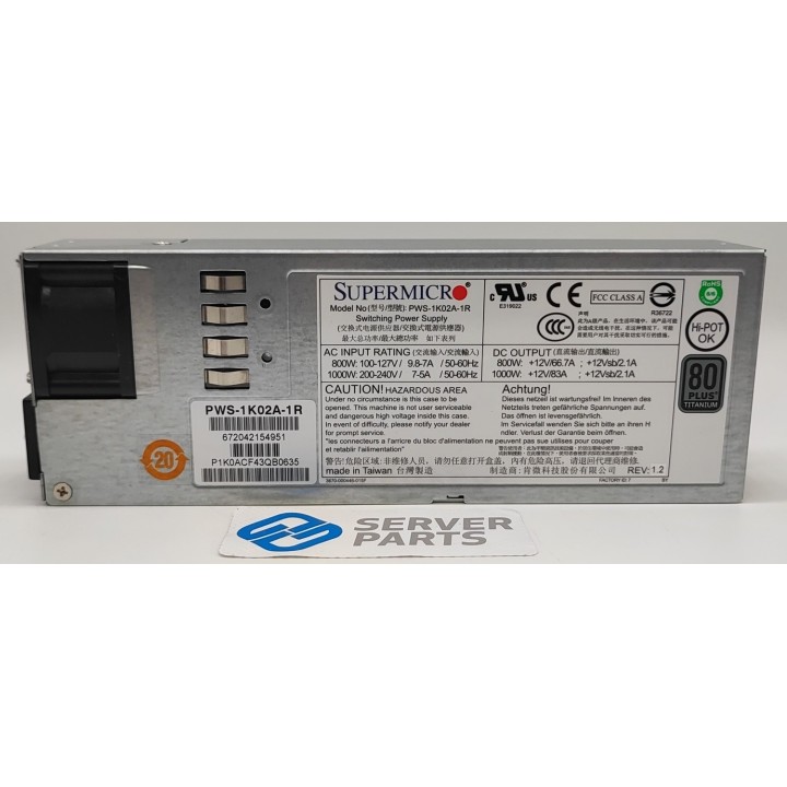 Supermicro 1U Hot-plug PSU 1000W PWS-1K02A-1R